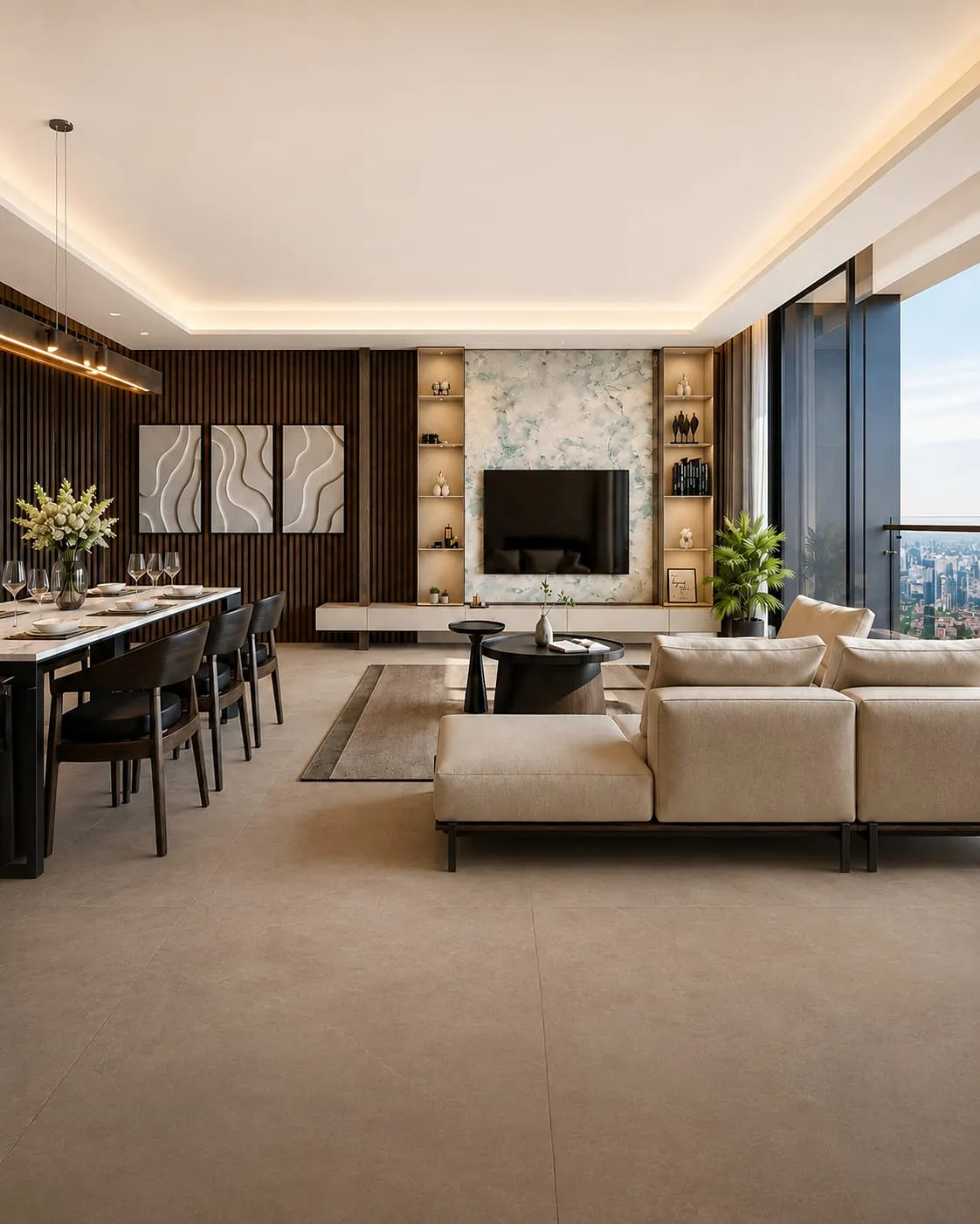 Elegant and modern two bedroom living space at Two Sudirman